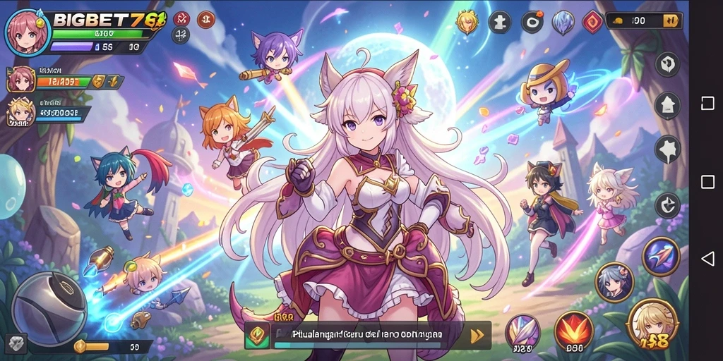 Screenshot gameplay BIGBET78 menampilkan aksi karakter Anime yang dinamis.
