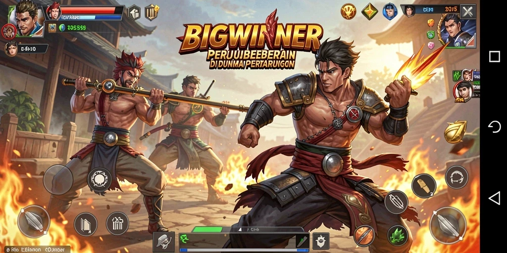 Tampilan gameplay yang mendebarkan dari BIGWINNER saat pertarungan berlangsung.