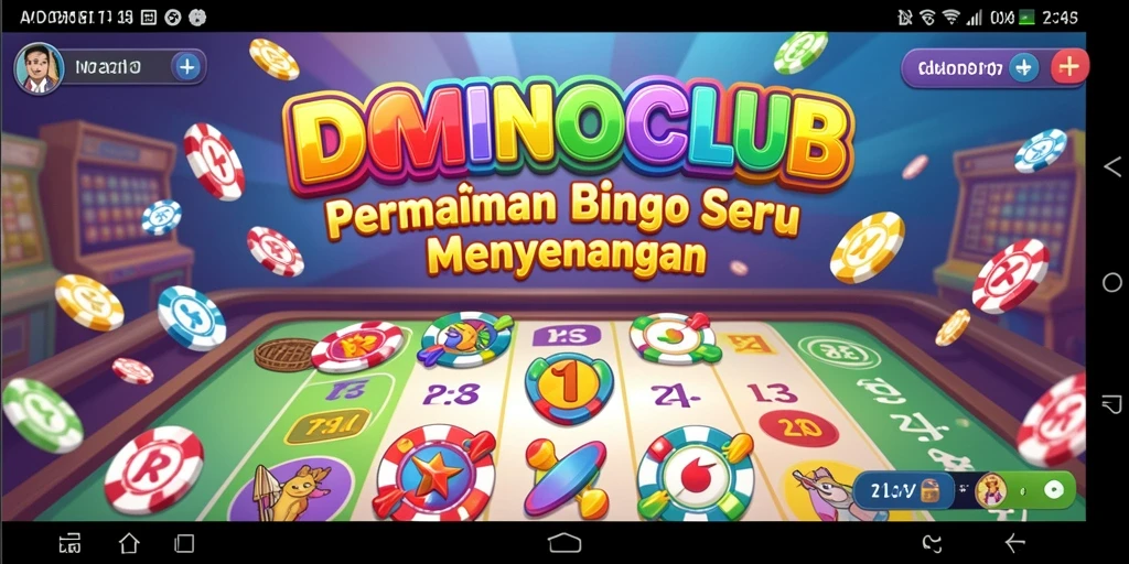 Screenshot gameplay seru dalam DOMINOCLUB menampilkan aktivitas Bingo.
