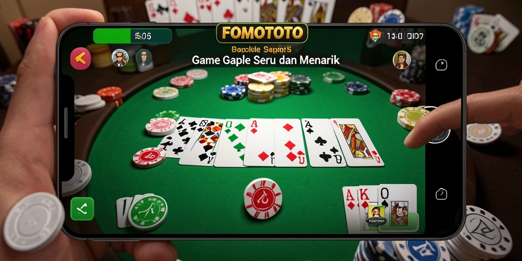 Screenshot gameplay FOMOTOTO menampilkan suasana seru permainan Gaple.
