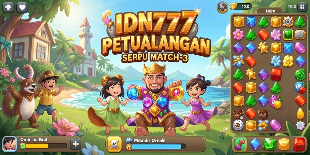 Tangkapan layar menampilkan gameplay Match-3 yang seru di IDN777.