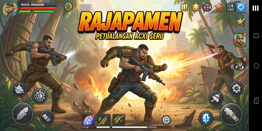 Tampilan utama gameplay RAJAPAMEN yang penuh aksi dan tantangan.