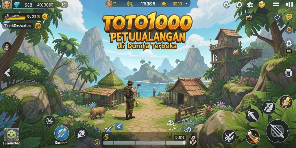 Gameplay TOTO1000 menampilkan petualangan eksplorasi dunia terbuka yang luas.