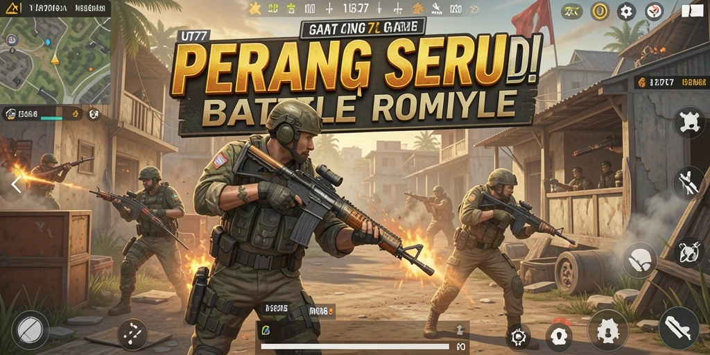 Tampilan gameplay seru di UT77 dengan pertempuran epik di arena Battle Royale.